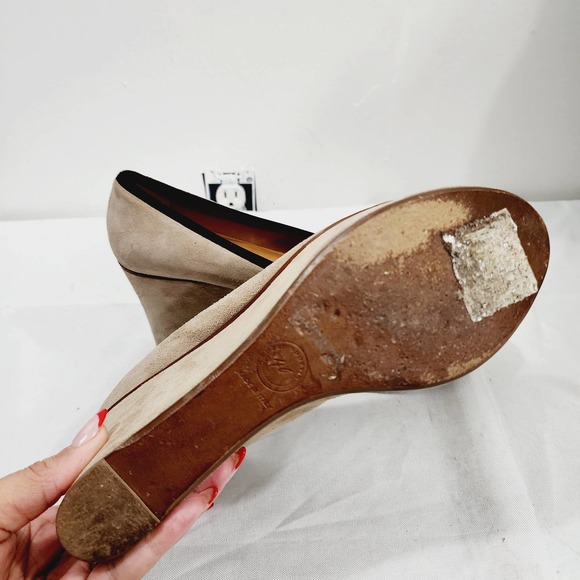 Anthropologie x Leifsdottir Jenni Platform Suede Ballet Flat Beige 3.75” Size 40 - Picture 10 of 16